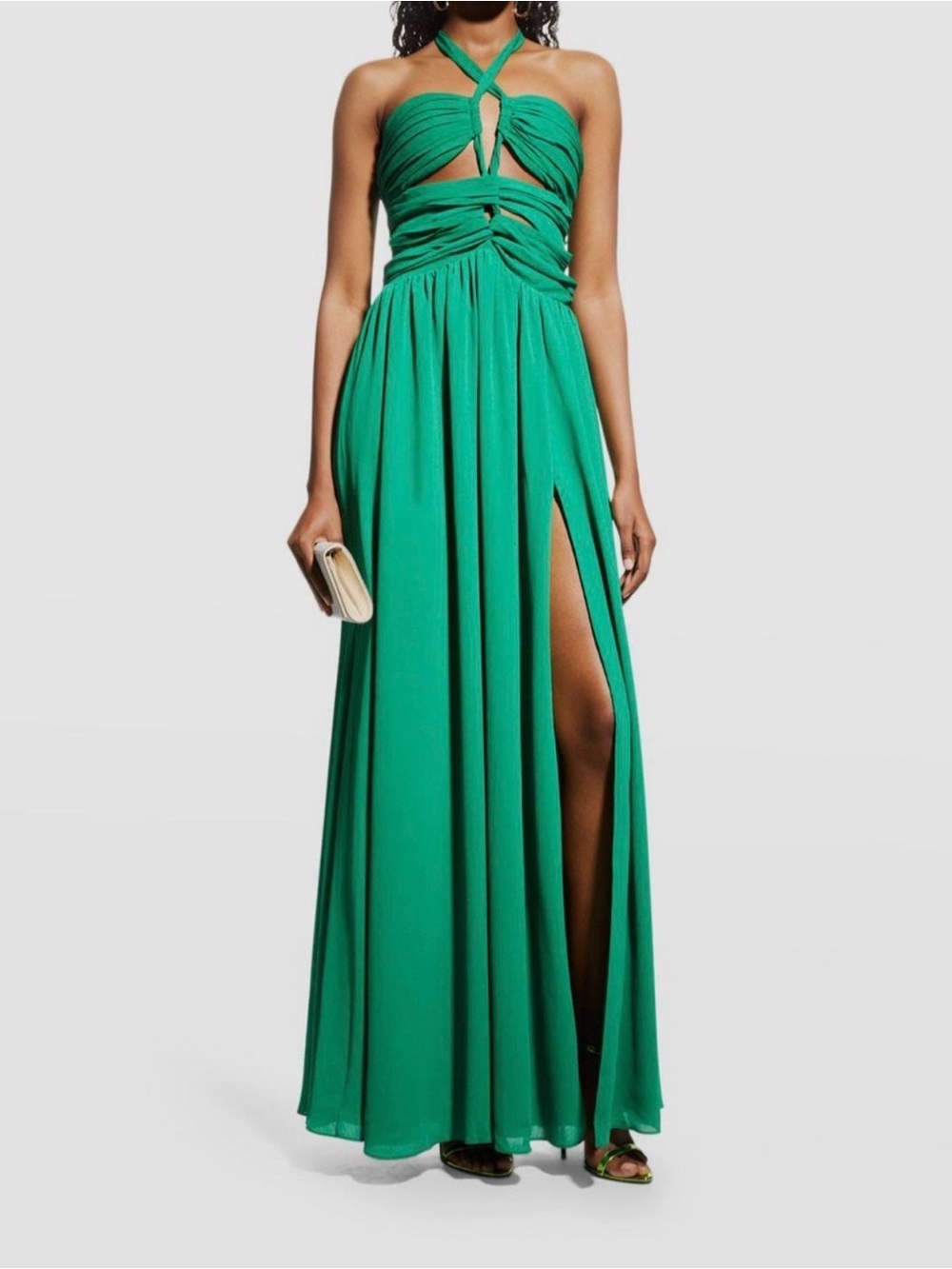 Ronny Kobo Green Ally Maxi Chiffon Dress Size Medium